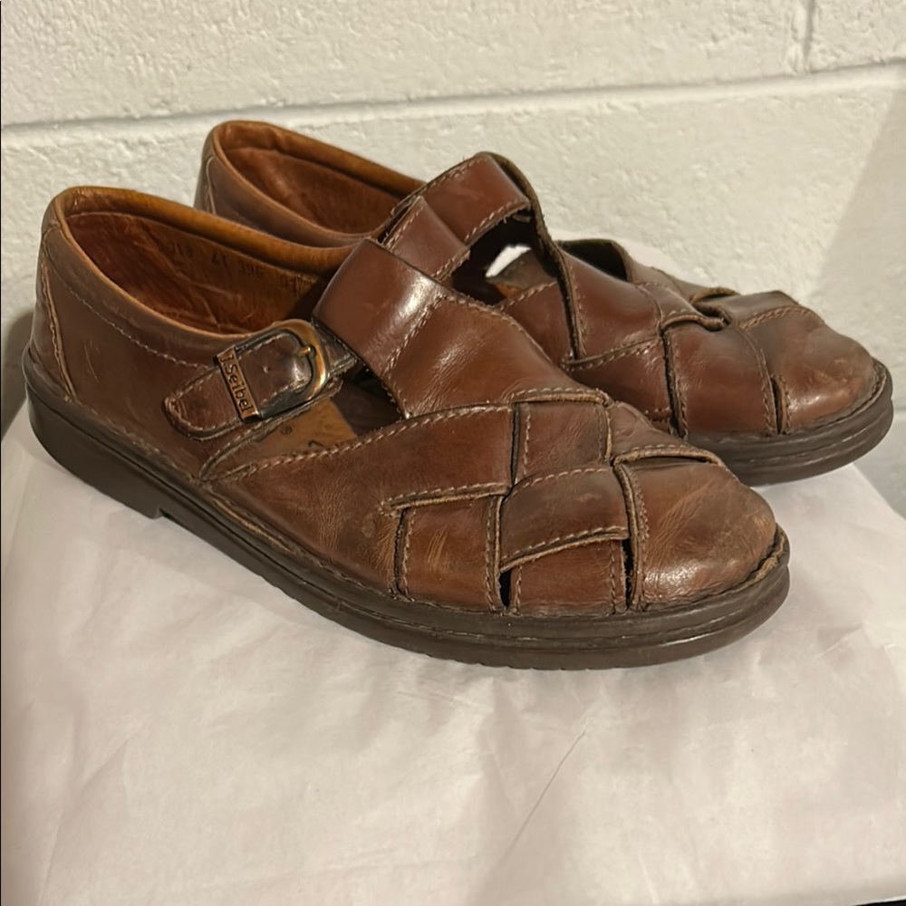 Josef Seibel Brown Leather Sandals with Comfort and Style